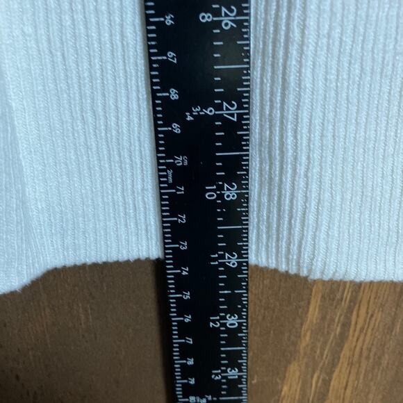 Ann Taylor Womens Sweater White Open Front Sheer Cardigan Normcore Medium - Picture 8 of 11